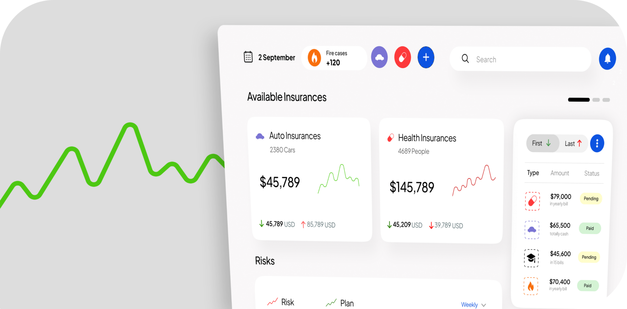 Web dashboard of reinsurance platform