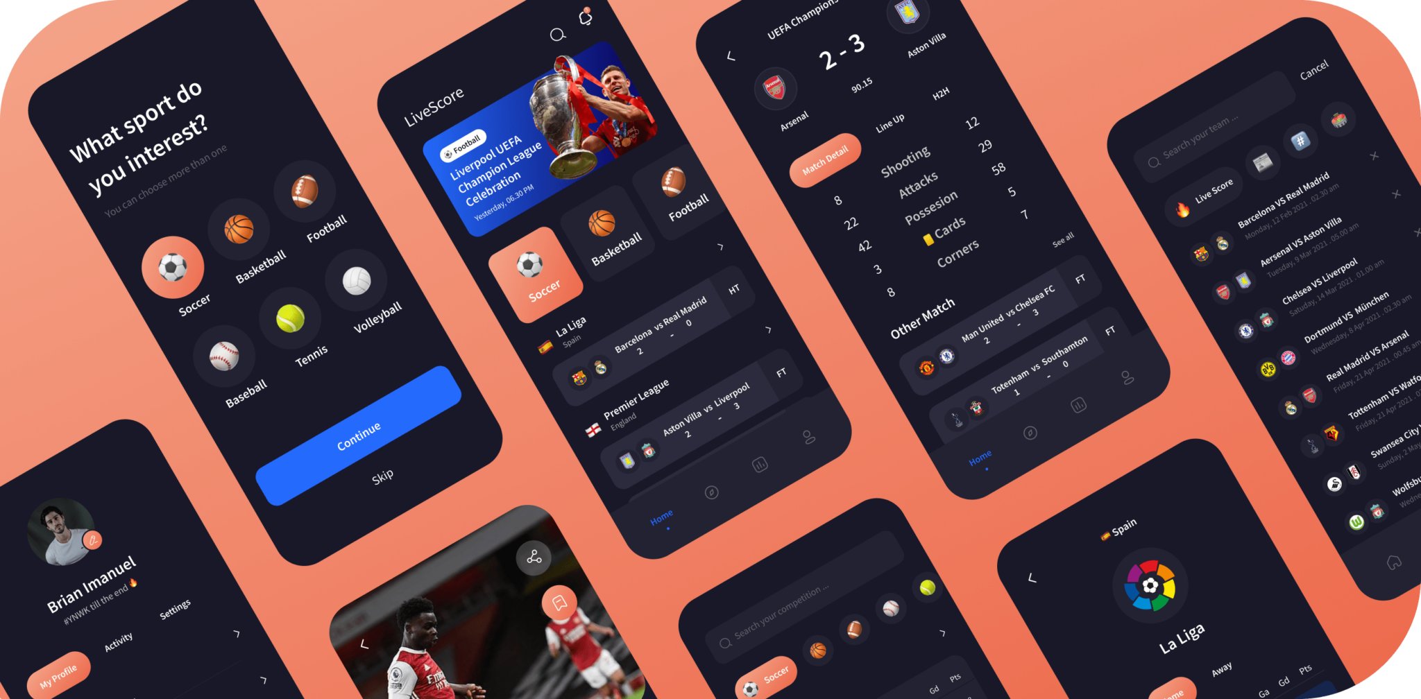 Some of the mobile screens UI