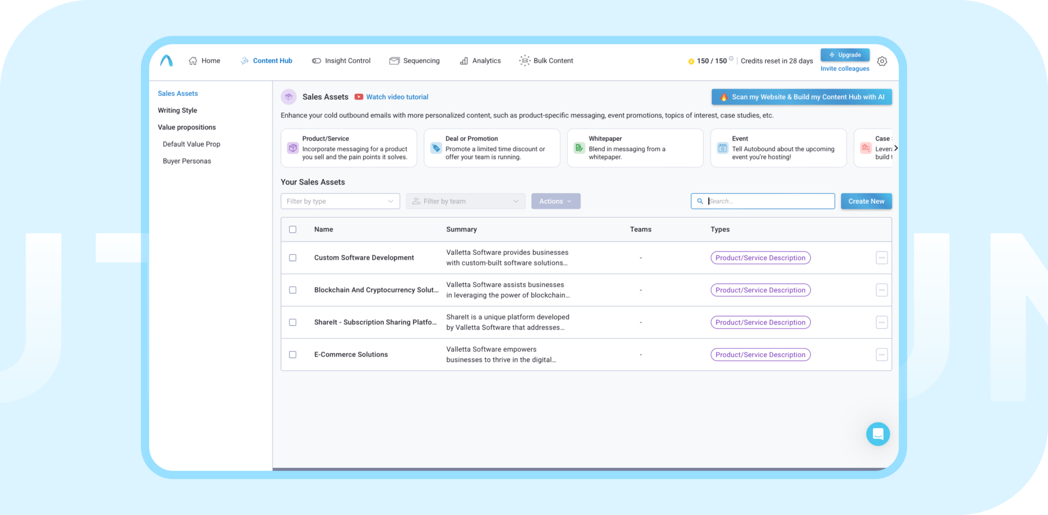 Sales assets page