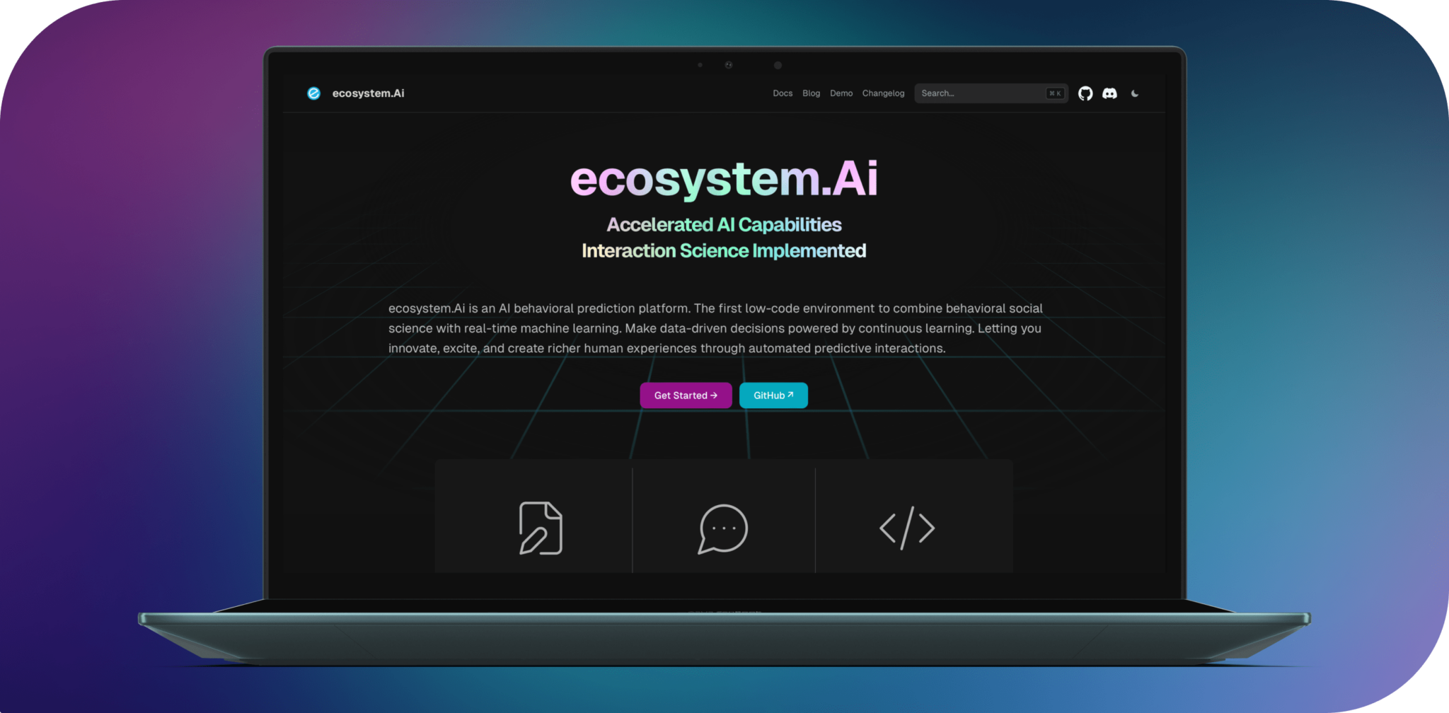 Main web page for ecosystem.Ai