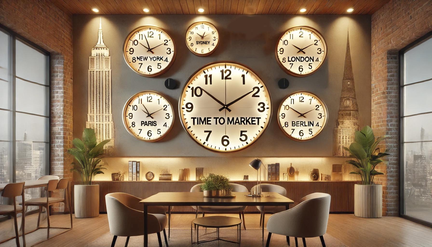 A clock that shows time to market