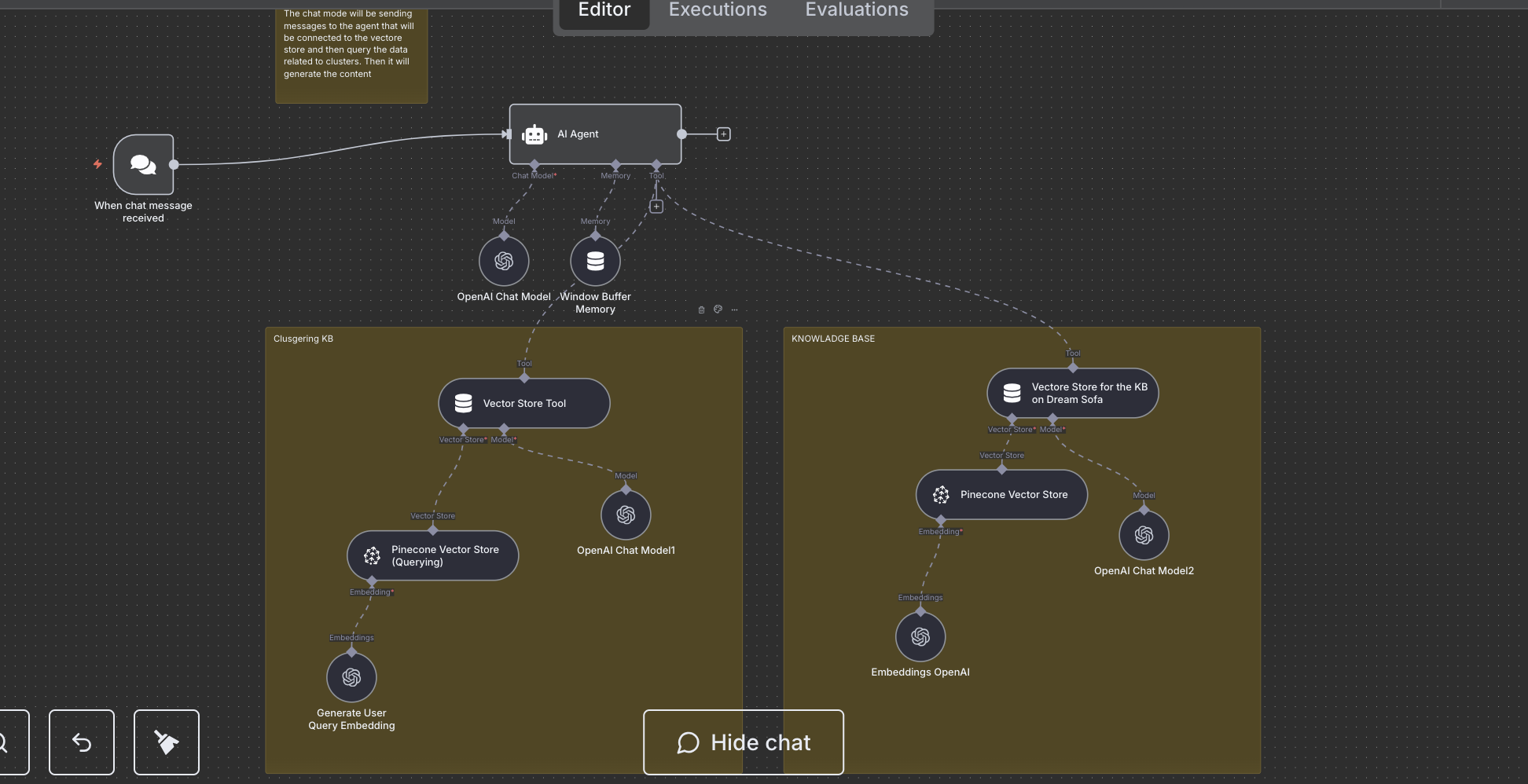 Diagram showing interaction between Agent, Vector Store, and Knowledge Base in a RAG-enabled content engine